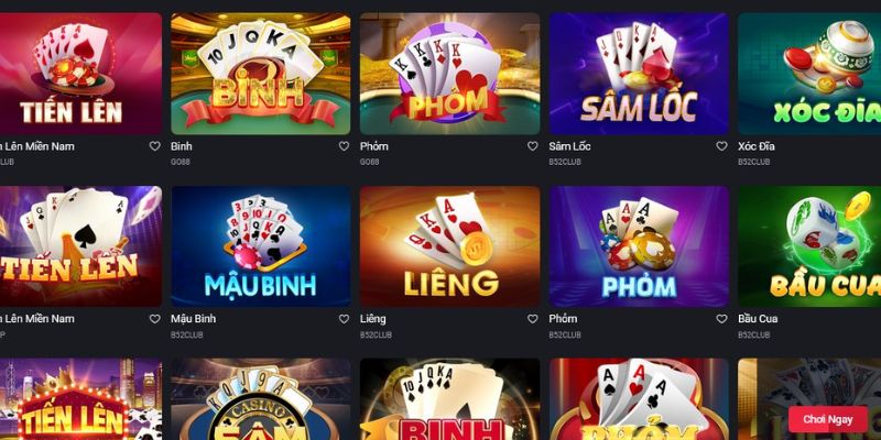 Bốn trò chơi tiêu biểu đóng góp trong sảnh game bài